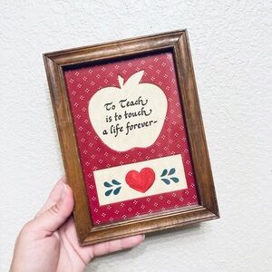 Vintage wooden Framed “To Teach” Wall art hanging Teacher Apple Gift